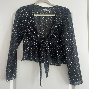 Black Polka Dot Women's Top